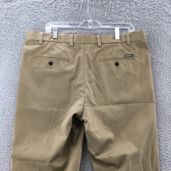 Eddie Bauer Chino Pants Mens 36 Beige Cotton Mid Rise Flat Front Zip Fly Casual - Picture 5 of 12